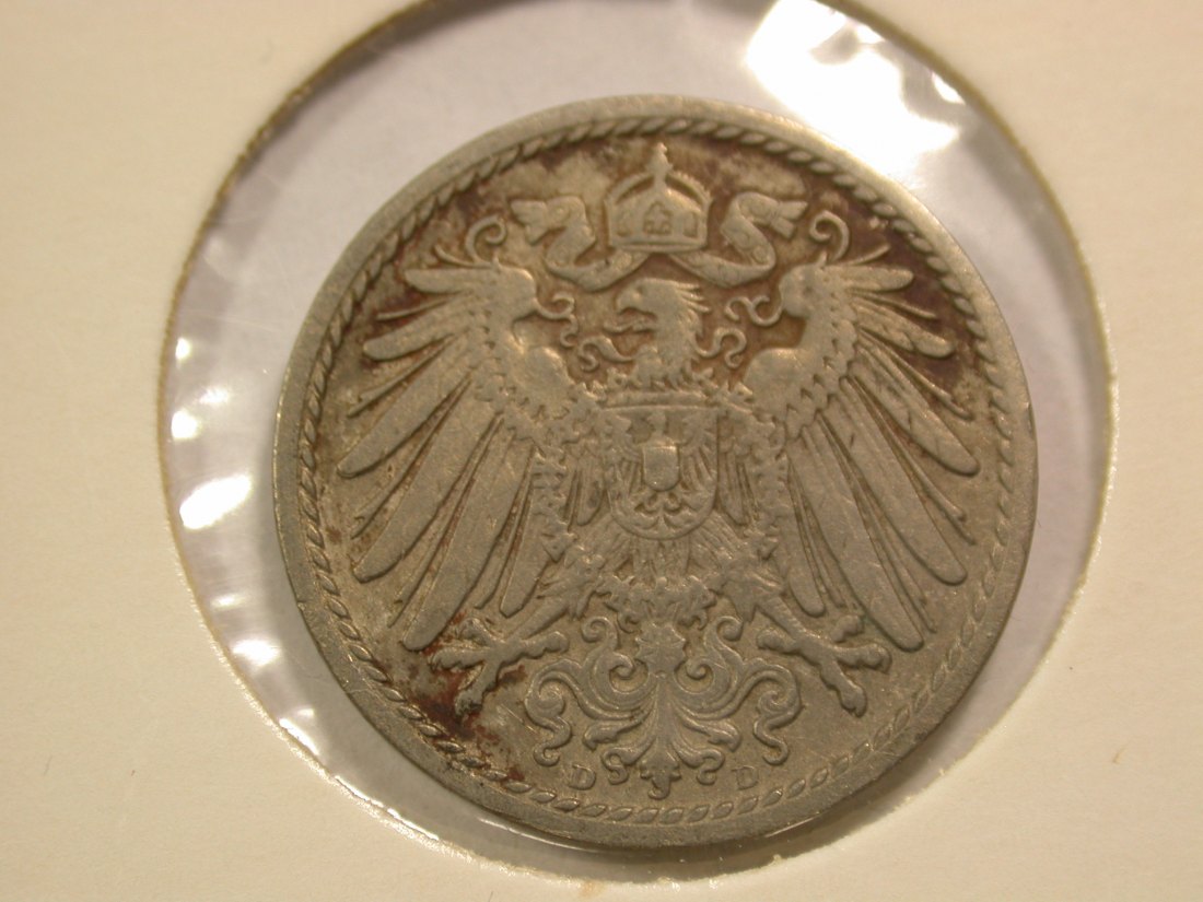  14103 KR 5 Pfennig 1907 D in ss+/ss-vz Orginalbilder   