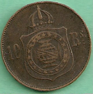  Brazil 10 Reis 1869   