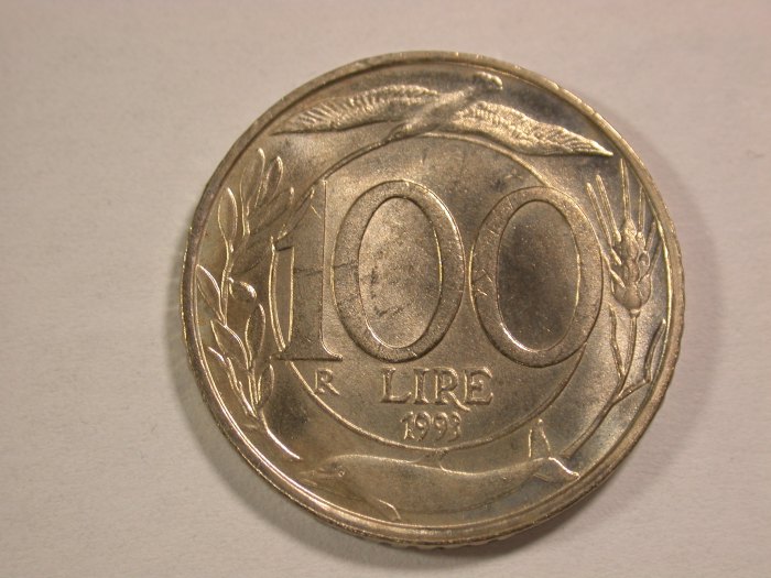  14109 Italien  100 Lire 1993 in f.st/st Orginalbilder   
