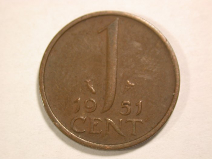  14004 Niederlande 1 Cent 1951 in ss-vz Orginalbilder   