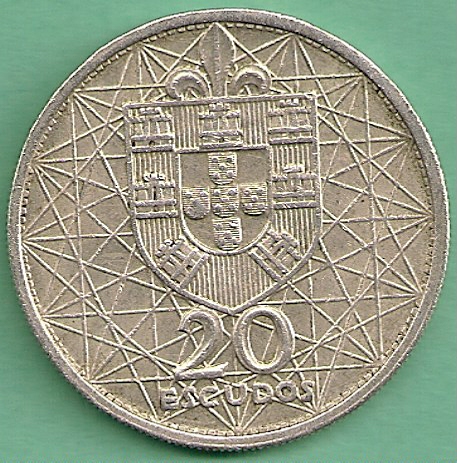  Portugal 20 Escudos 1966 Silber   