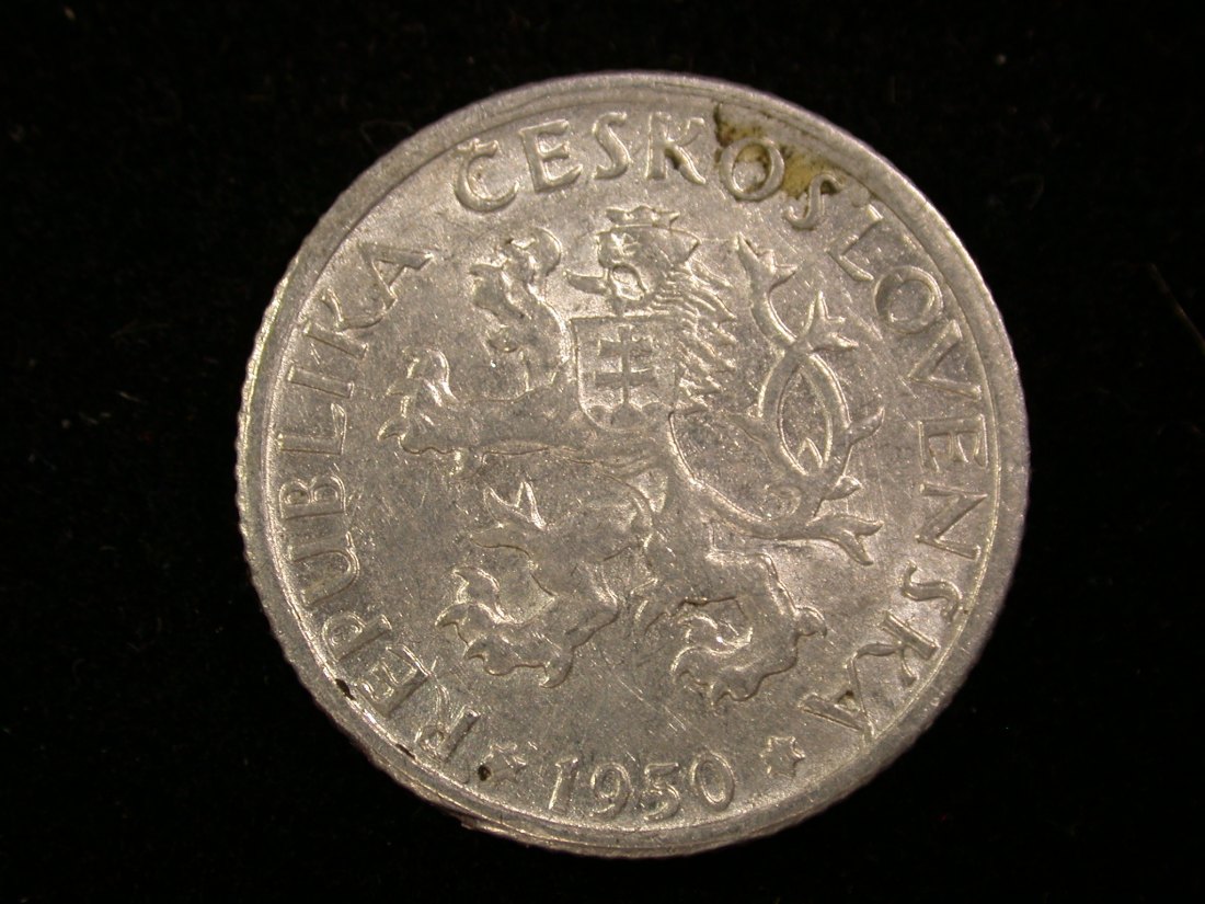  14111 CSSR 1 Krone 1950 in vz/vz-st Orginalbilder   