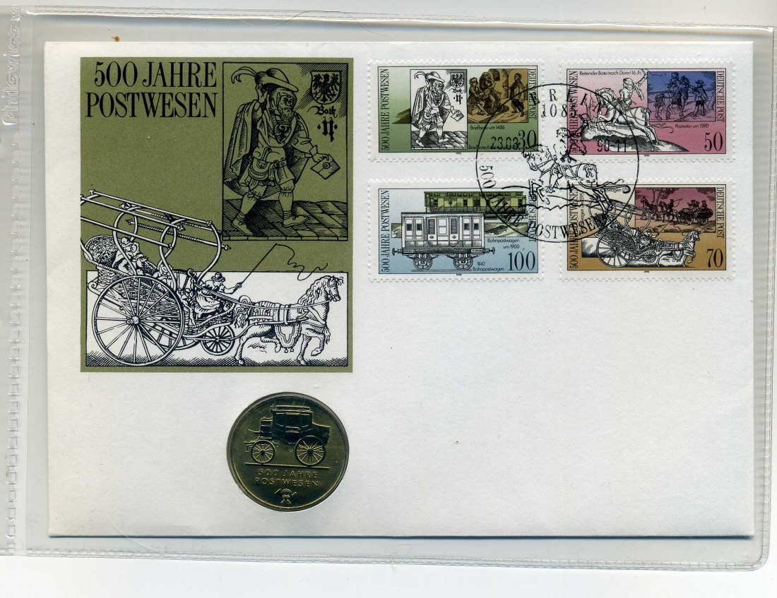  5 Mark 1990 Postwesen in tollem Numisbrief   