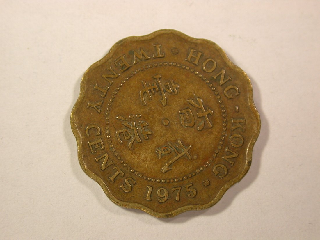  14112 Hong Kong  20 Cents 1975 in ss+/ss-vz Orginalbilder   