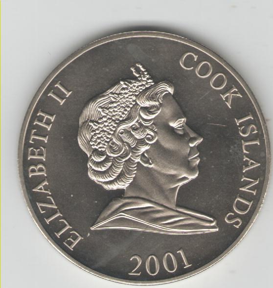  1 Dollar Cook Inseln 2001 auf die Fussball WM in Deutschland 2006(Farbmünze)(k305)   