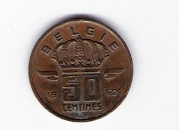 Belgien  50 Centimes Bro fl. 1952 siehe Bild