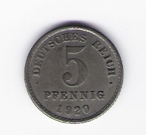 D.Reich Mzz,G 5 Pfennig Fe 1920 siehe Bild