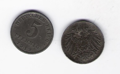 Dt.Reich Mzz.A 5 Pfennig Fe 1919 siehe Bild