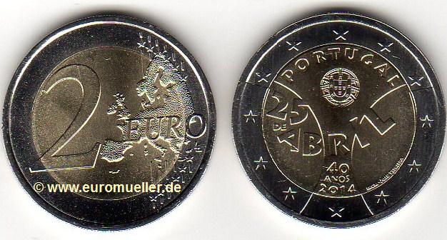 Portugal 2 Euro Sondermünze 2014...Nelkenrevolution...unc.   
