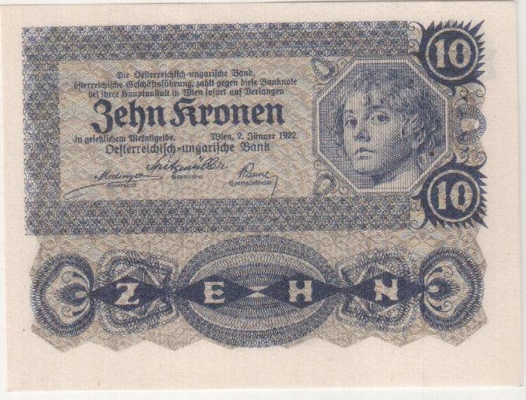 Österreich 10 Kronen 1922 UNC   