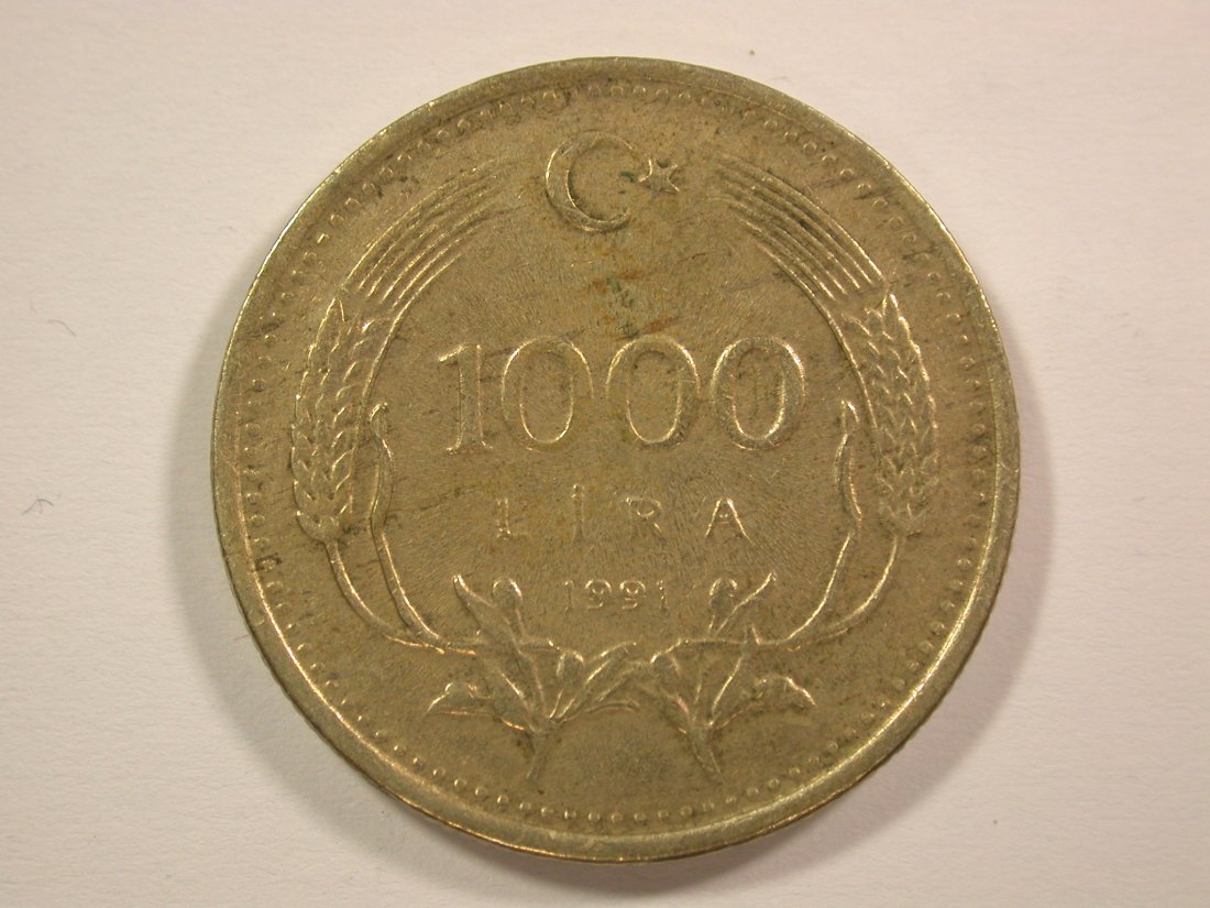  14007 Türkei  1000 Lira 1991 in ss+ Orginalbilder   