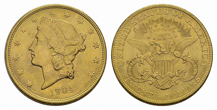 PEUS 3112 USA 30,1 g Feingold. Coronet Head 20 Dollars GOLD 1904 Sehr schön