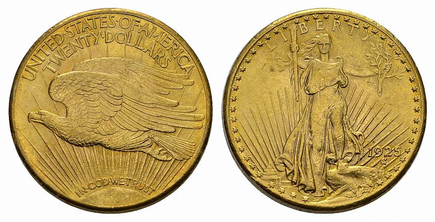 PEUS 3114 USA 30,1 g Feingold 20 Dollars GOLD 1925 Sehr schön
