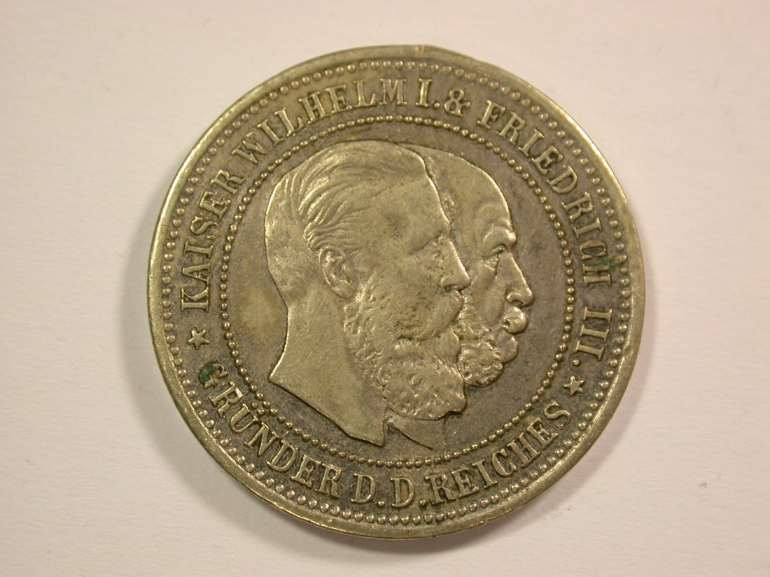  14305 Medaille 3 Preussen Kaiser  2 Mark Größe Orginalbilder   