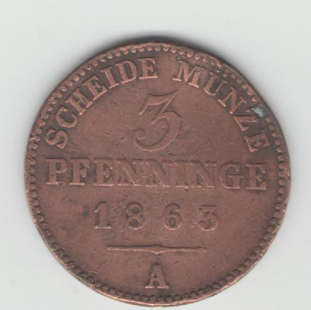  3 Pfenninge Preussen 1863 A(k368)   