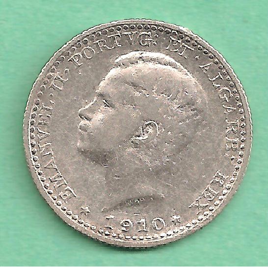  Portugal - 100 Reis 1910 Emanuel II Silber   