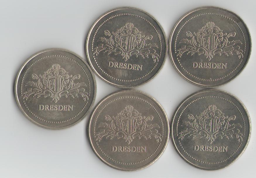  5 verschiederne Medaillen auf die Stadt Dresden(k386)   
