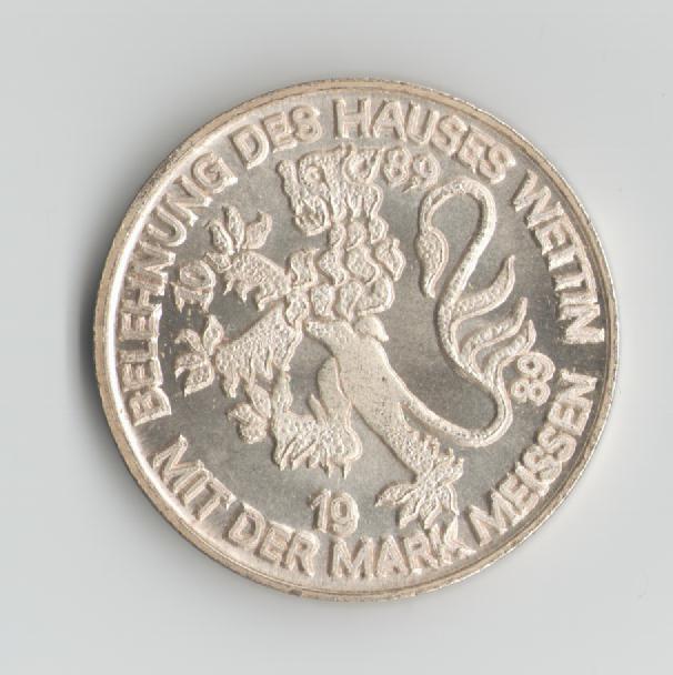  Medaille auf die Belehnung des Hauses Wettin mit der Mark Meissen aus dem Jahr 1989(k392)   