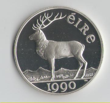  10 Ecu Irland 1990 in PP (Silber) Hirsch(k397)   