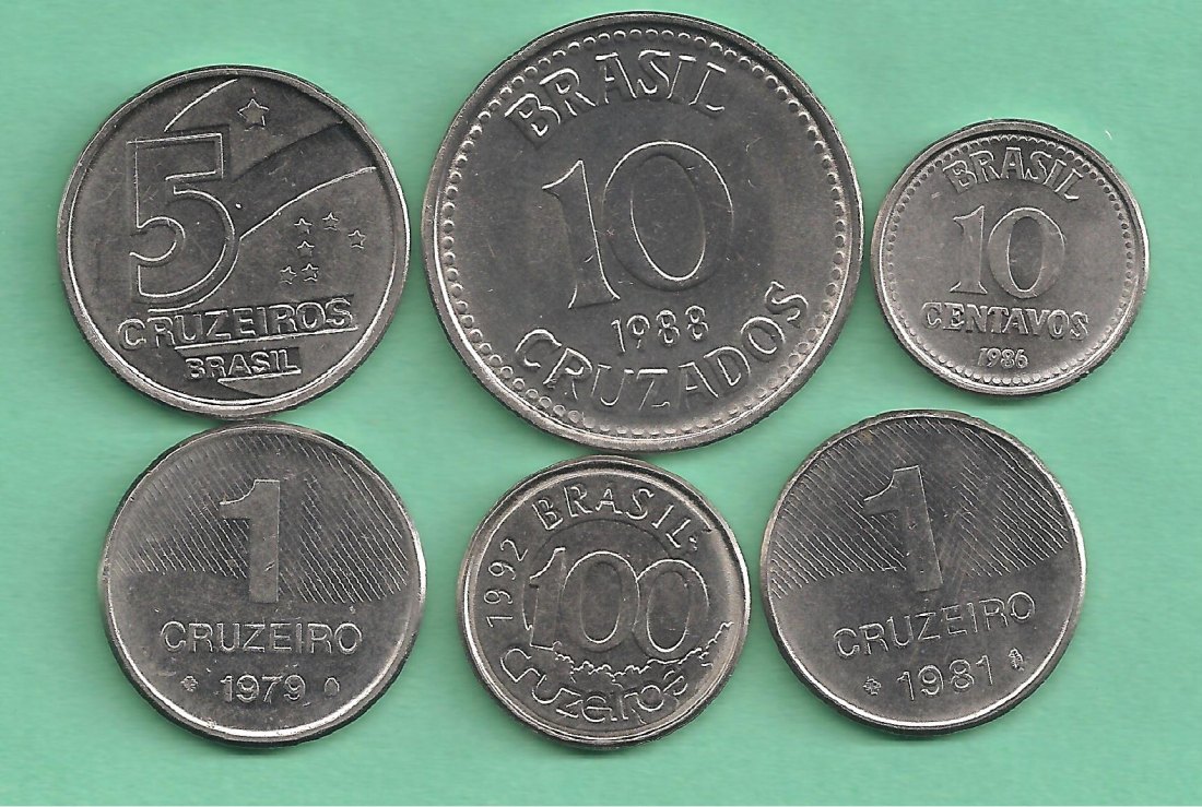  Brazil - sechs Münzen (Cruzeiros, Cruzados)   