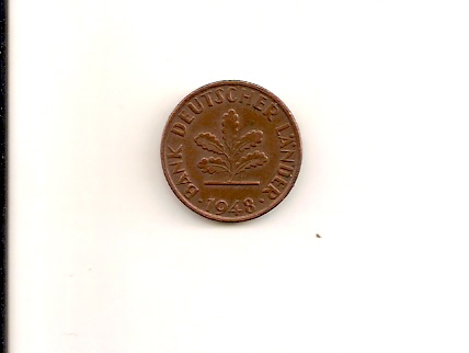  1 Pfennig 1948 F, BDL, sehr schön   