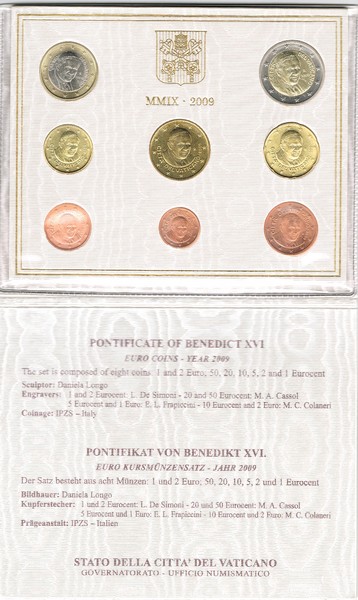  Vatikan  Kursmünzensatz  2009  FM-Frankfurt     stempelglanz   
