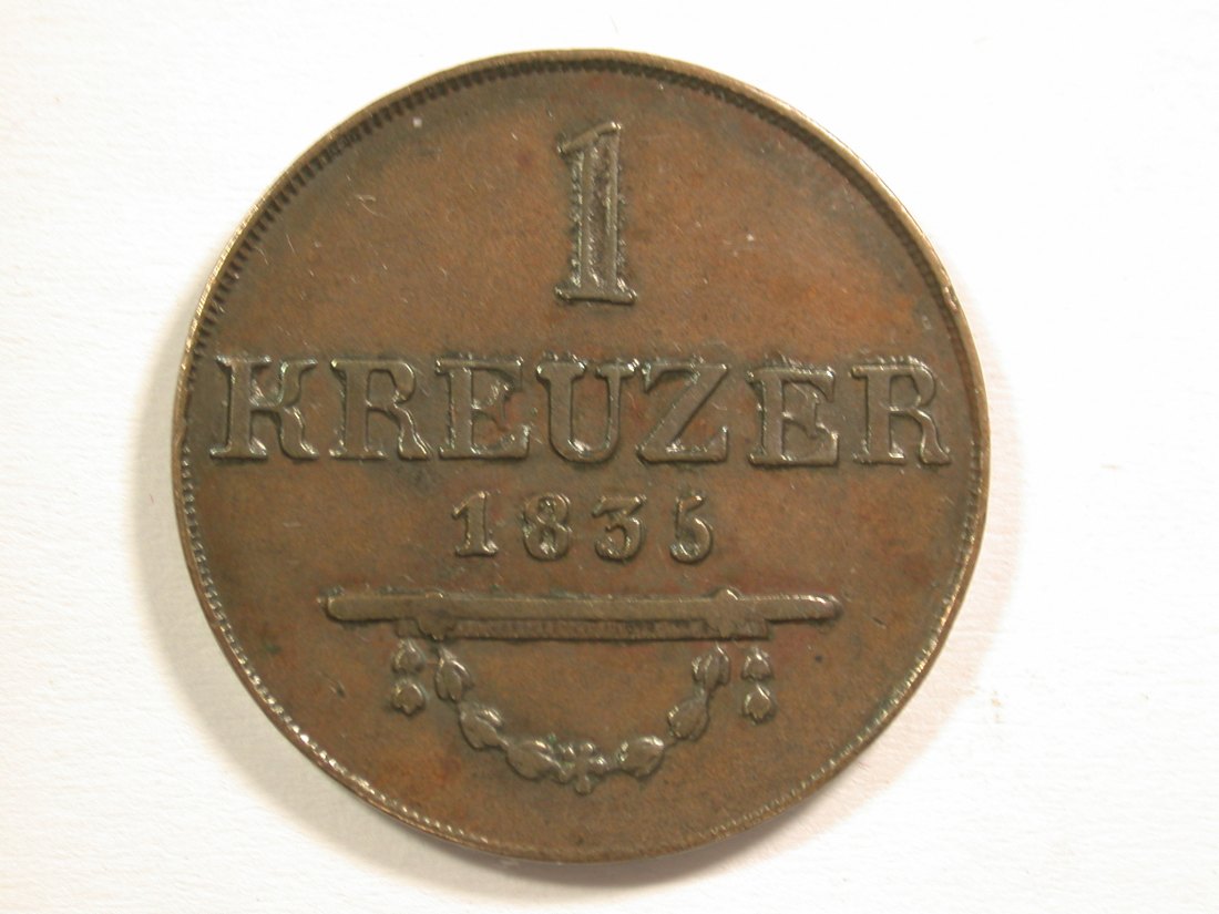  15101 Sachsen Meiningen  1 Kreuzer 1835 R! in ss-vz/vz Orginalbilder   