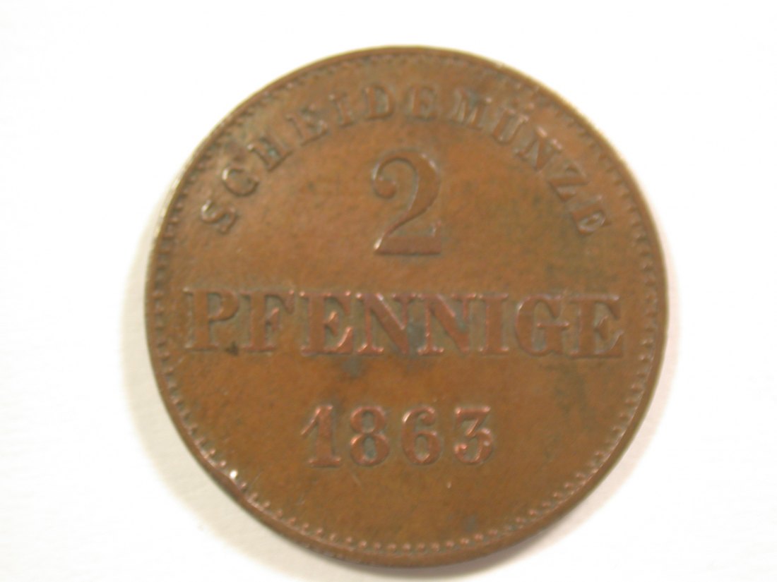  15101 Sachsen Meiningen  2 Pfennig 1863 in vz Orginalbilder   