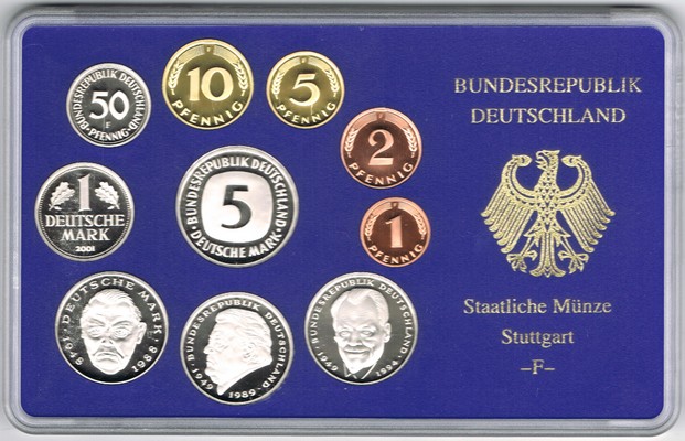 Deutschland  Kursmünzensatz  Staatliche Münze Stuttgart 2001 F  PP   