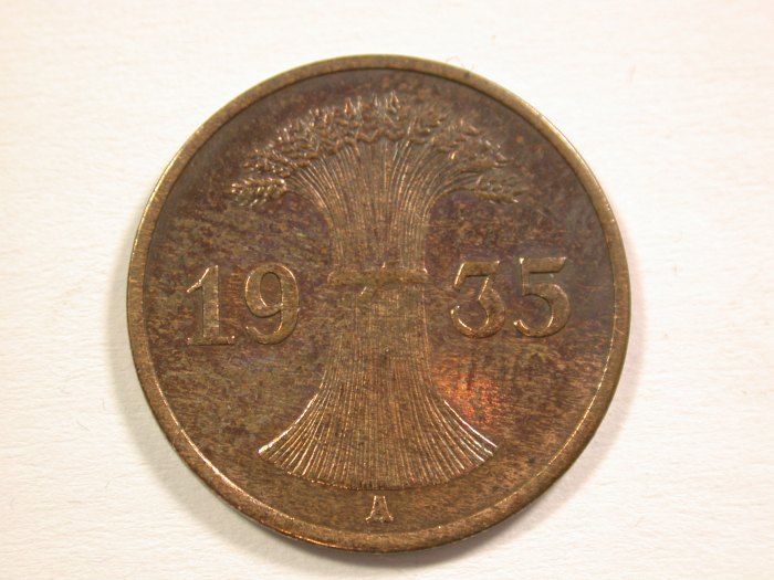  15103 Weimar 1 Pfennig 1935 A in ss, geputzt Orginalbilder   