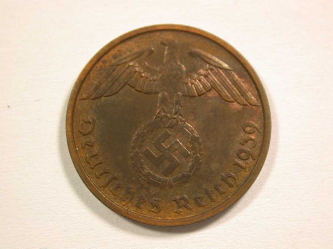  15103 3.Reich  2 Pfennig 1939 D in vz-st   Orginalbilder   