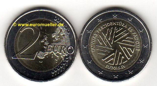 Lettland 2 Euro Sondermünze 2015...EU-Ratspräsidentschaft   
