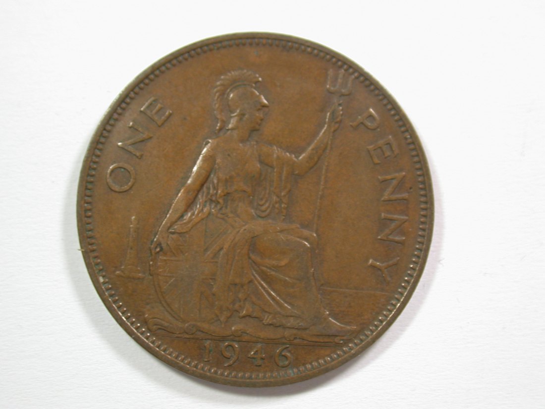  15104 Großbritanien 1 Penny 1946 große Kupfermünze in sehr schön+ Orginalbilder   