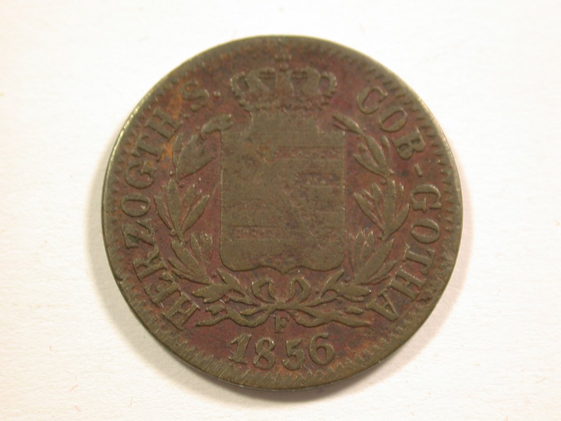  15105 Sachsen-Coburg-Gotha  2 Pfennig 1856 in s-ss  Orginalbilder   