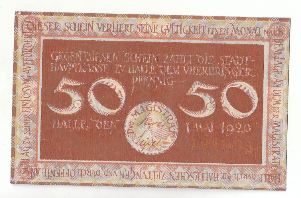  50 Pfennig der Stadt Halle Notgeld 1920  (X008)   