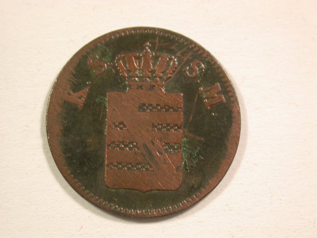  15106 Sachsen 1 Pfennig 1843 G in s-ss  Orginalbilder   