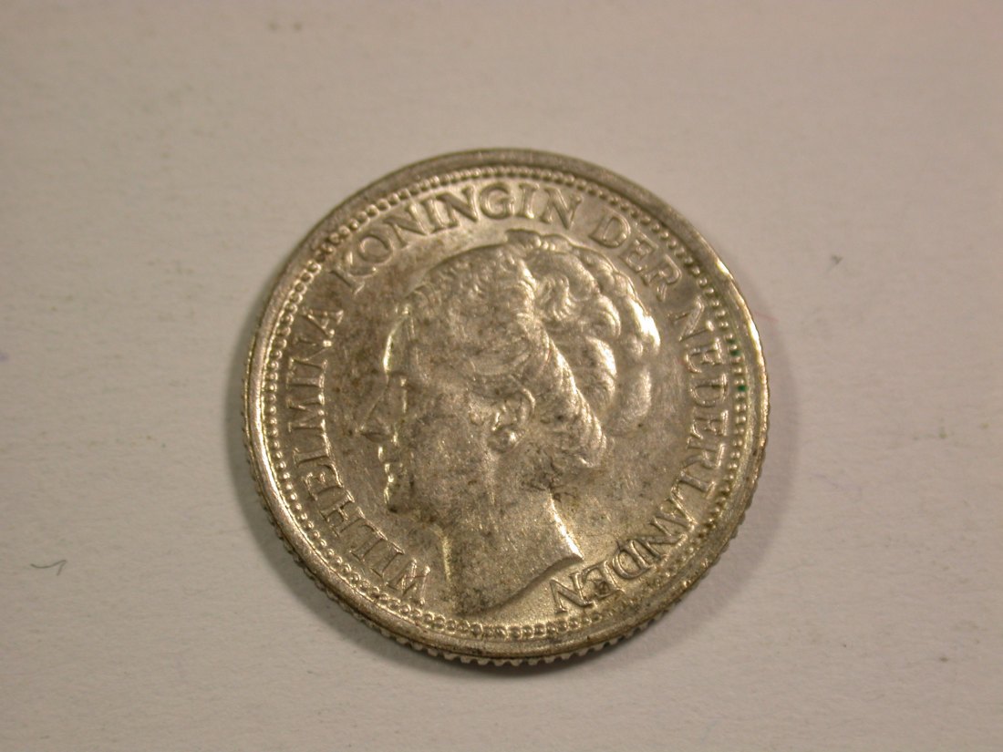  15001 Niederlande  10 Cents 1937 in vz-st Silber  Orginalbilder   