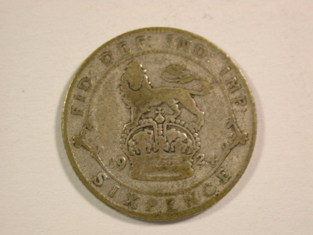  15001 Großbritannien 6 Pence 1924 in f.ss  Silber  Orginalbilder   