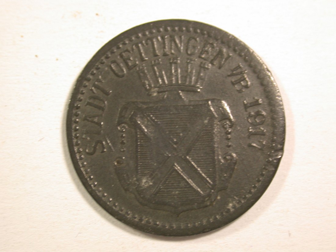  1510 Notgeld  Öttingen 5 Pfennig 1917 in vz-st Orginalbilder   