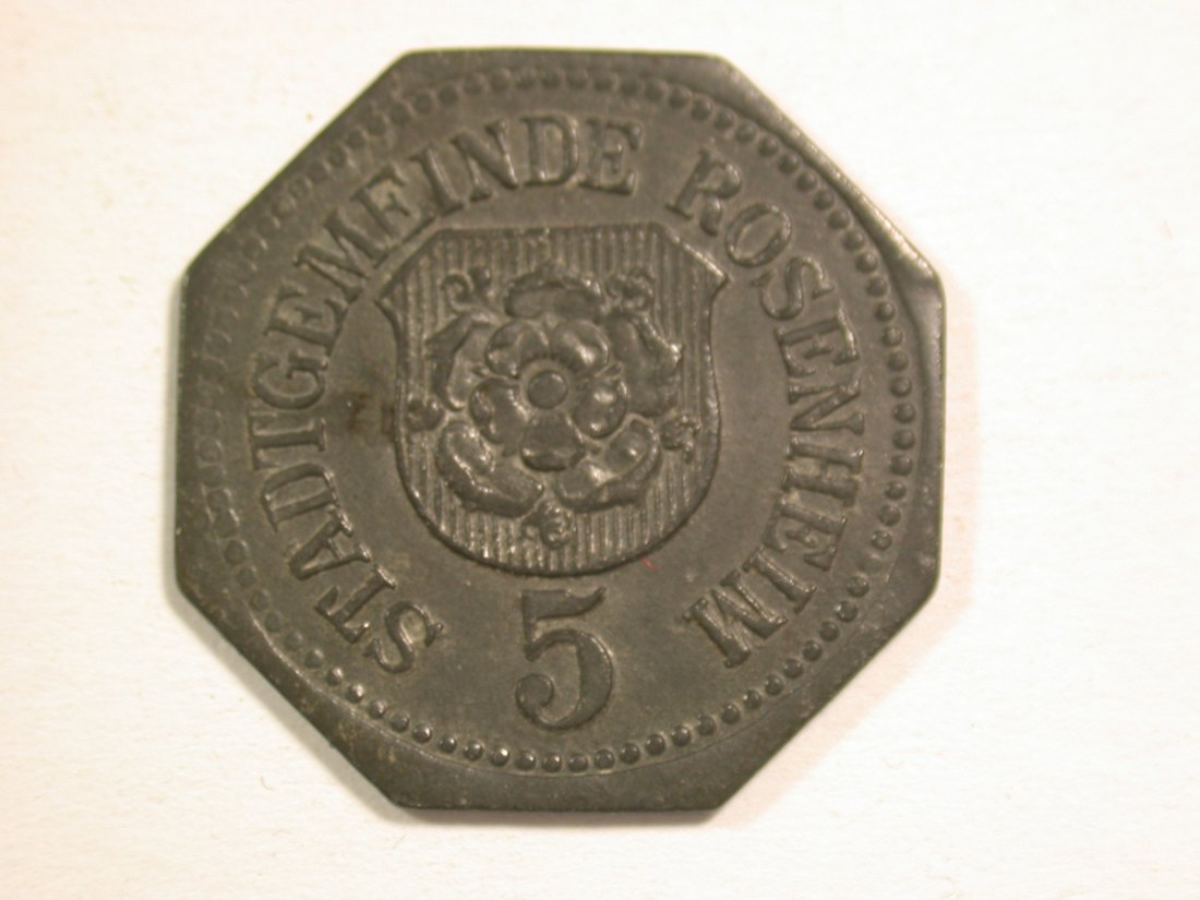  1510 Notgeld  Rosenheim 5 Pfennig in vz/vz+  Orginalbilder   