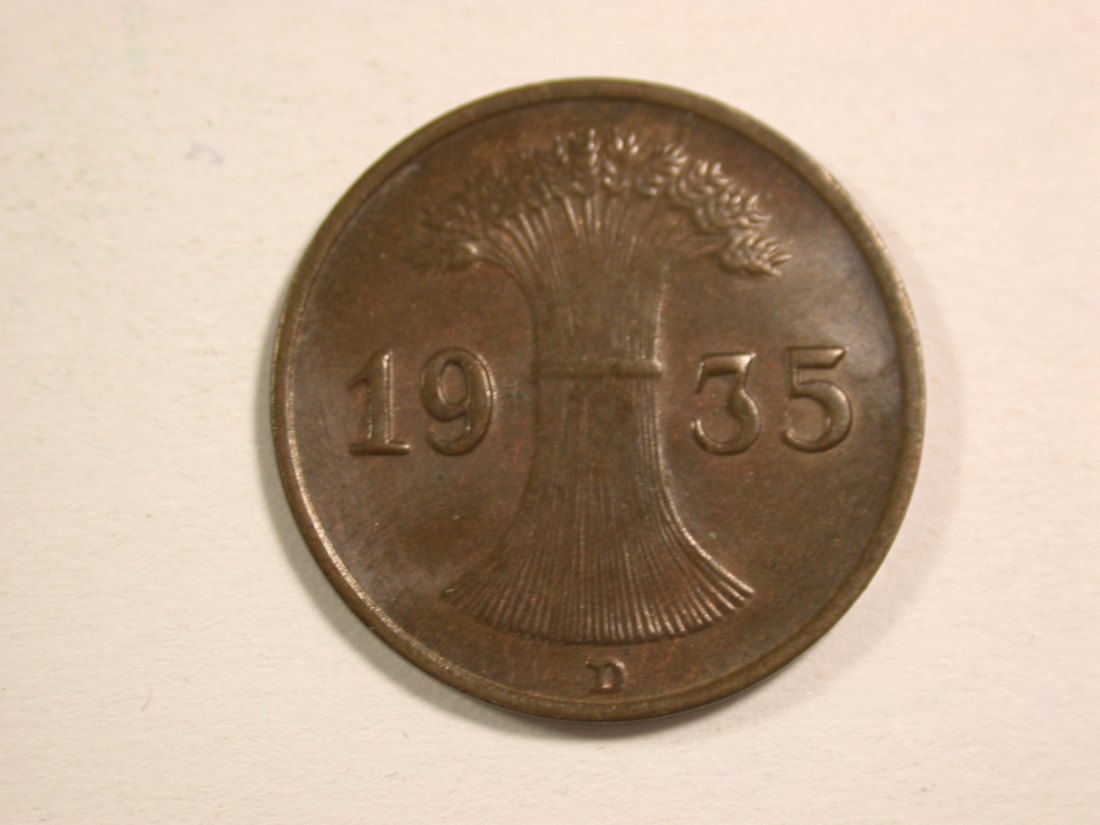  15004 Weimar  1 Reichspfennig  1935 D in vz+ Orginalbilder   
