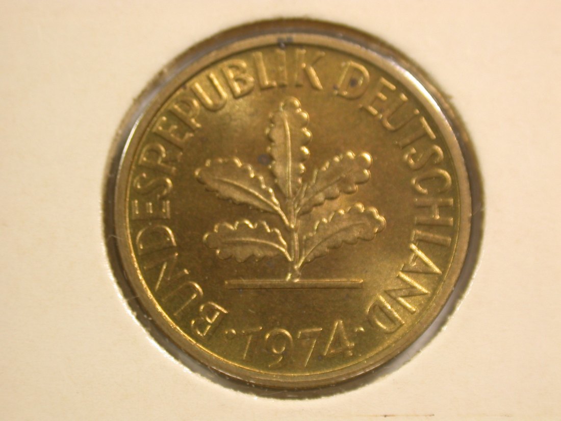  15110 BRD 5 Pfennig 1974 G in prägefrisch  Orginalbilder   