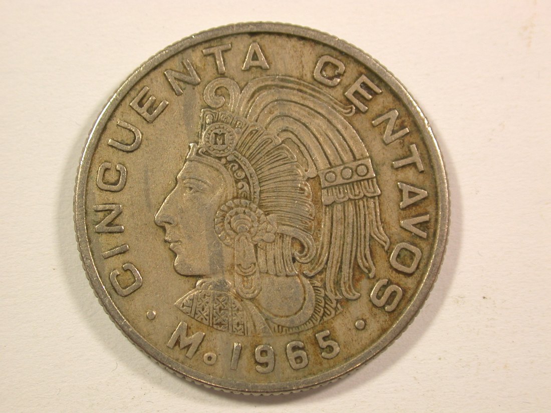 15005 Mexico  50 Centavos 1965 in ss Orginalbilder   