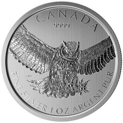  CANADA 2015 Great Horned Owl - UHU 1 oz Silber st   