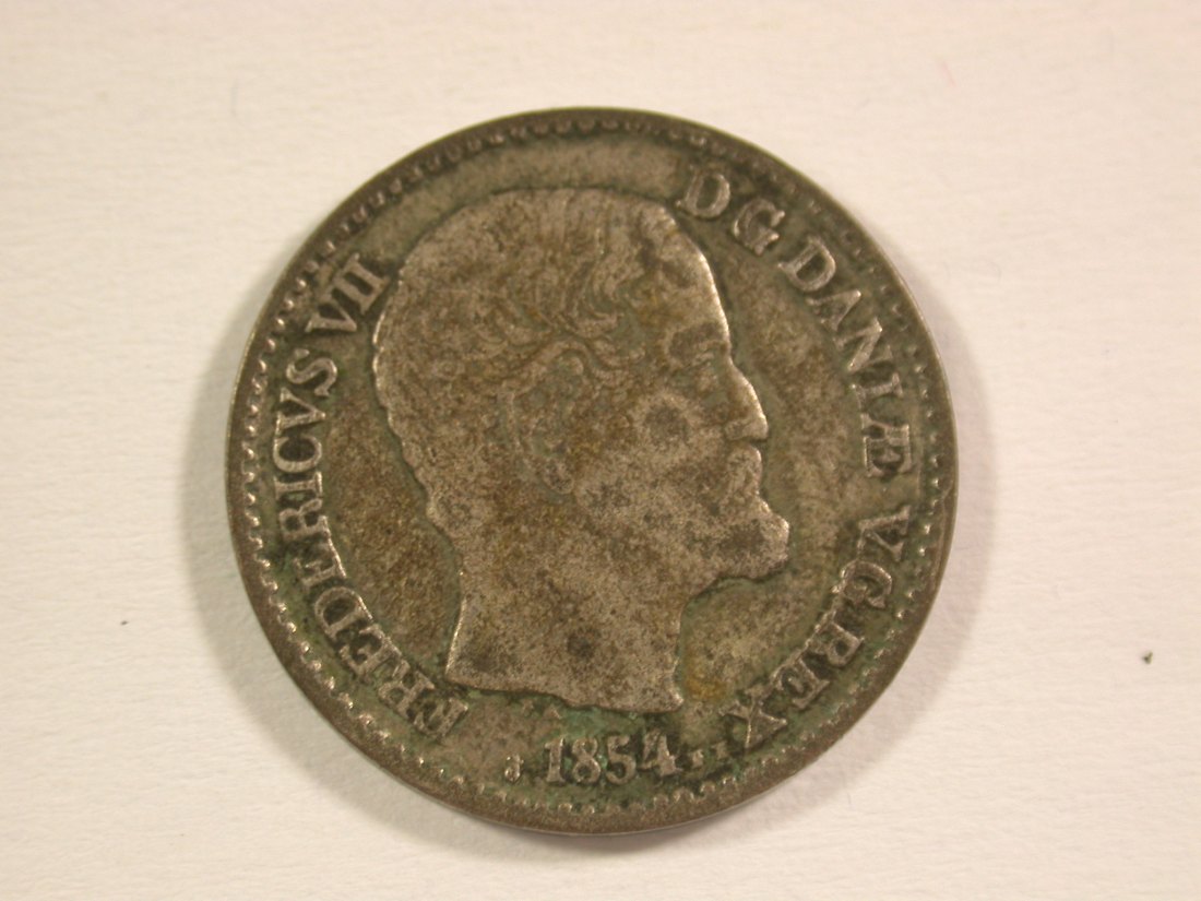  15007 Dänemark  1854 in ss  4 Skilling Silber Orginalbilder   