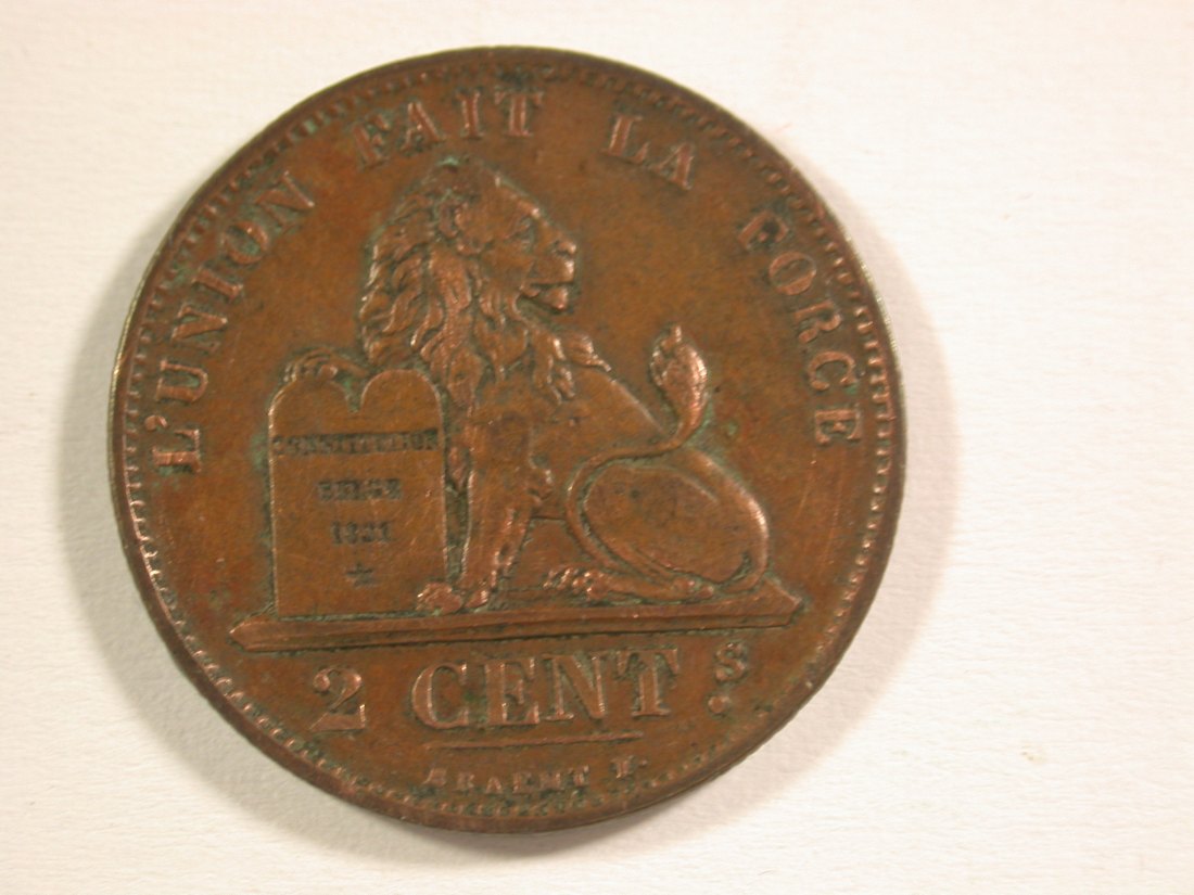  15007 Belgien  2 Cent 1870 in f.ss, gereinigt Orginalbilder   