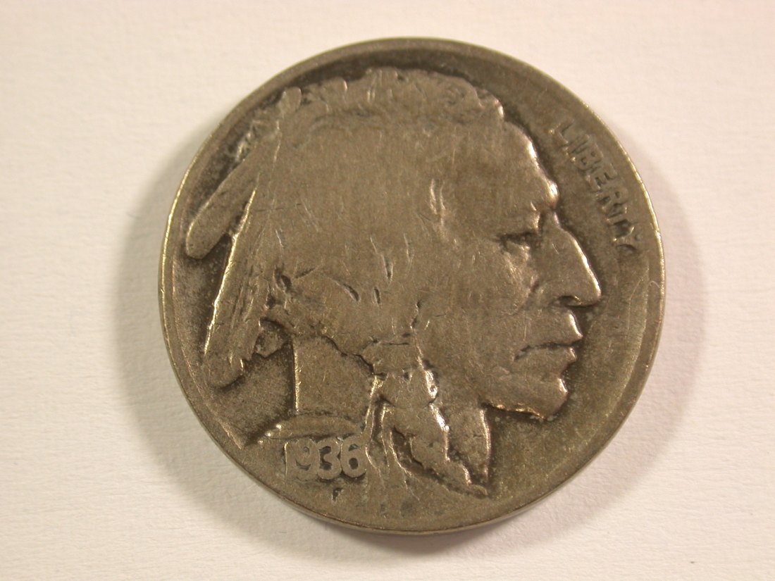  15112 USA  5 Cent 1936  in ss (VF)  Orginalbilder   