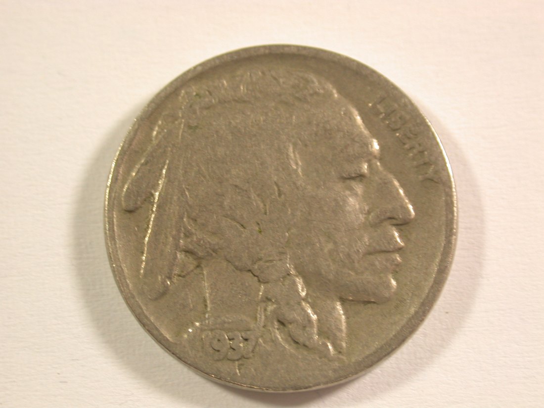  15112 USA  5 Cent 1937  in ss (VF)  Orginalbilder   