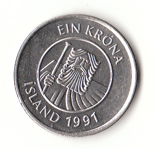  1 Krona Island  1991 (B708)   