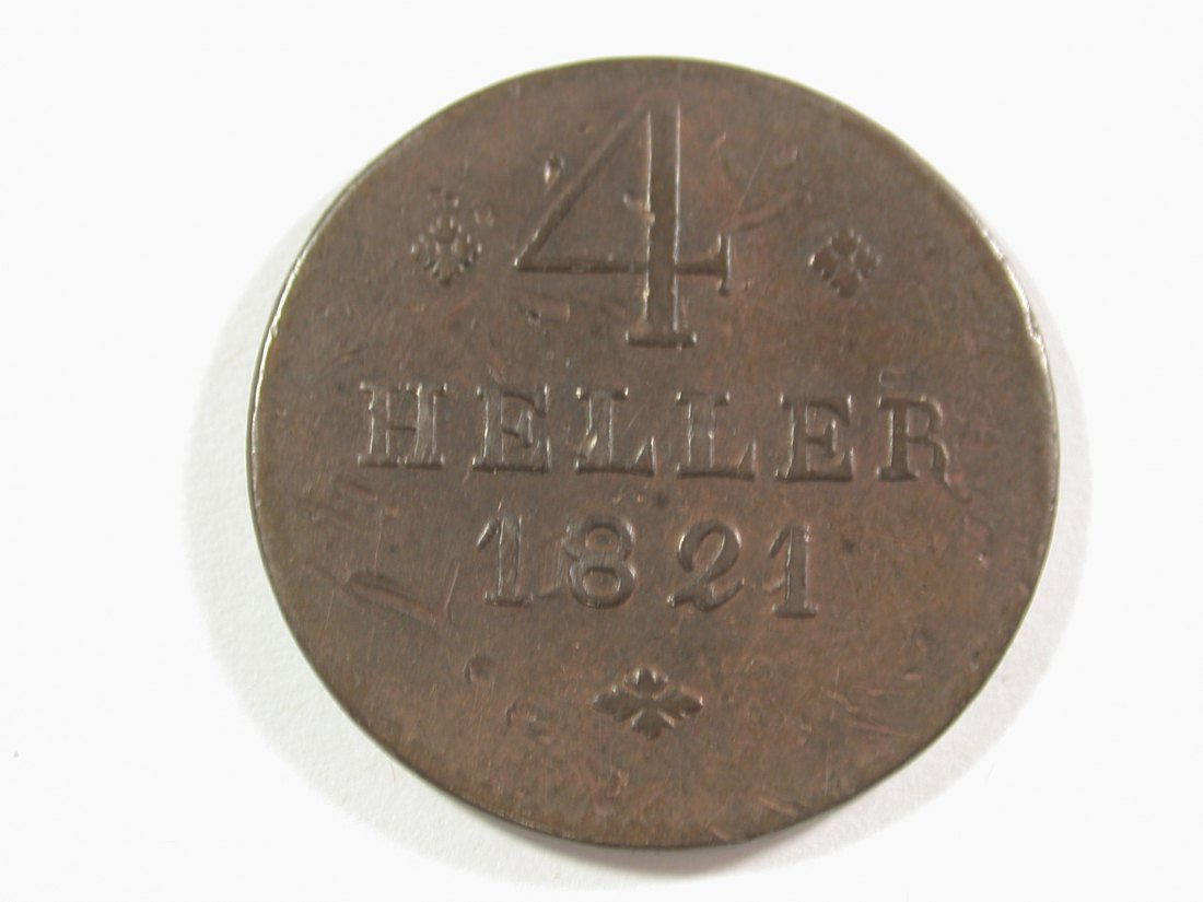  15012 Hessen Kassel 4 Heller 1821 in ss+ Orginalbilder   